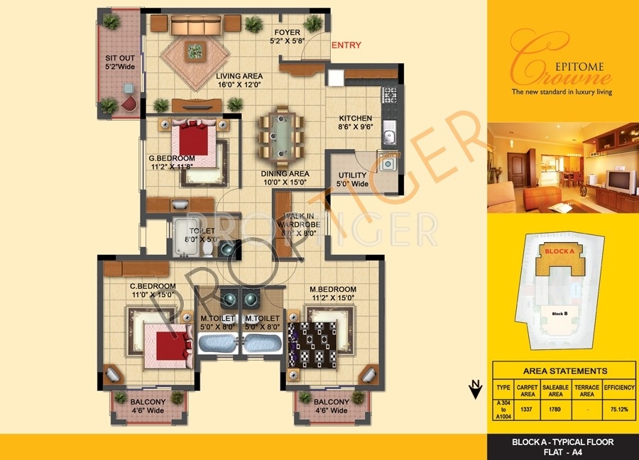 Epitome Crowne (3BHK+3T (1,575 sq ft) 1575 sq ft) Epitome Crowne (3BHK+3T (1,575 sq ft) 1575 sq ft)
