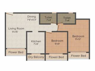 Shree Shakun Greens (2BHK+2T (529.80 sq ft) 529.8 sq ft)