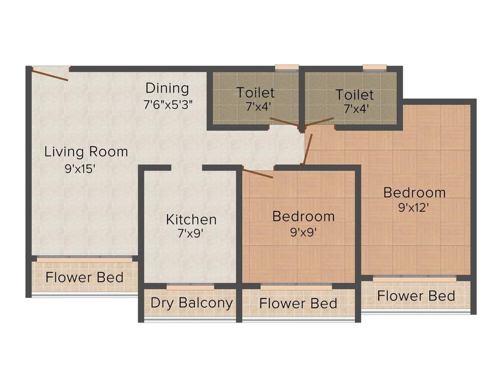 Shree Shakun Greens (2BHK+2T (529.80 sq ft) 529.8 sq ft)