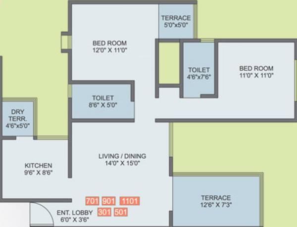 Vardaan Cleveland Park Wing A And B (2BHK+2T (632.92 sq ft) 632.92 sq ft)