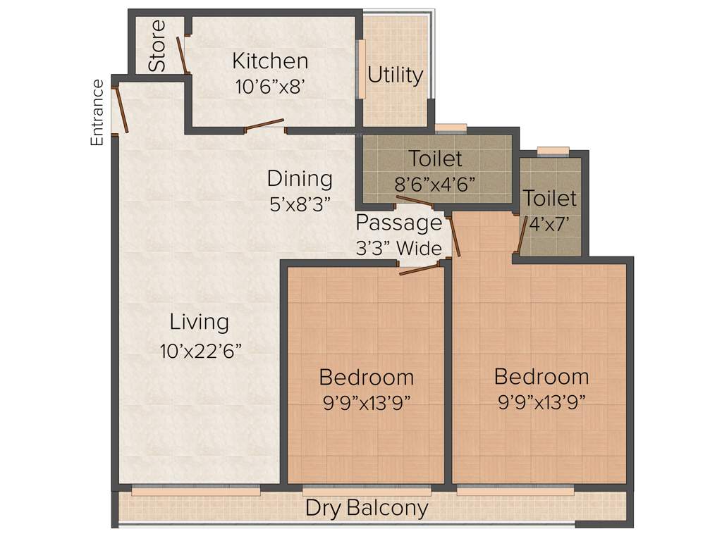 Apraulic Sterling Court Wing D (2BHK+2T (742.60 sq ft) 742.6 sq ft)