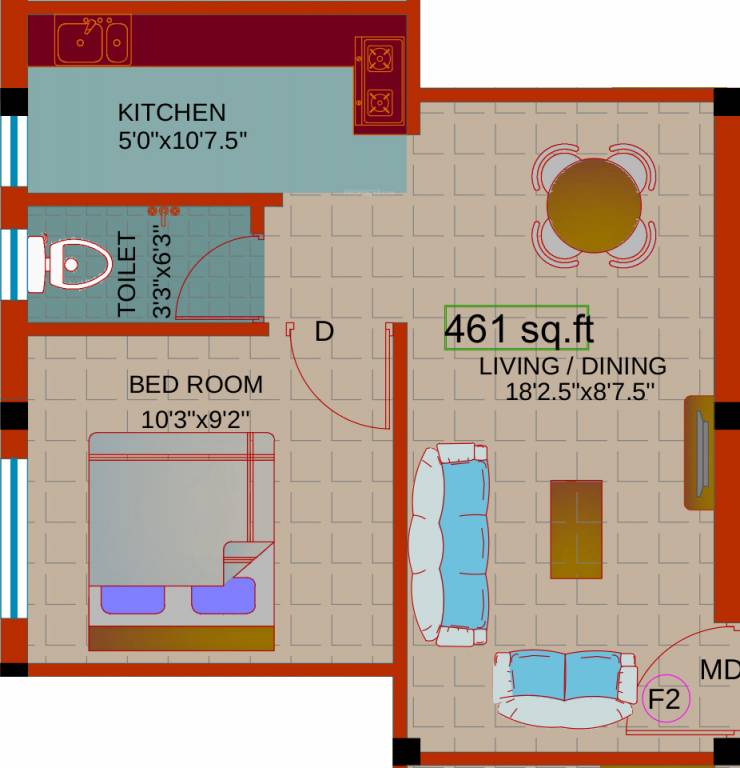 Sekaran Greens 126 (1BHK+1T (461 sq ft) 461 sq ft) Sekaran Greens 126 (1BHK+1T (461 sq ft) 461 sq ft)