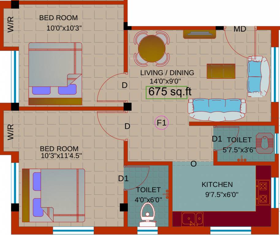 Sekaran Greens 126 (2BHK+2T (675 sq ft) 675 sq ft) Sekaran Greens 126 (2BHK+2T (675 sq ft) 675 sq ft)