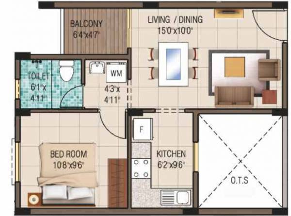 Alliance Humming Garden EWS (1BHK+1T (586 sq ft) 586 sq ft)