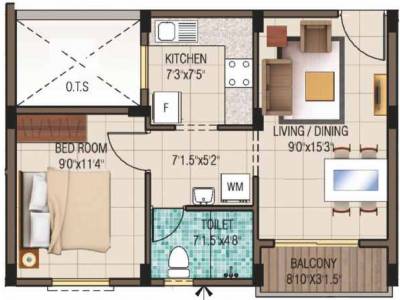 Alliance Humming Garden EWS (1BHK+1T (593 sq ft) 593 sq ft)