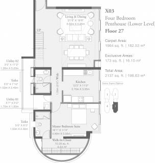 1965 Sq Ft 4 Bhk Floor Plan Image Godrej Properties Platinum