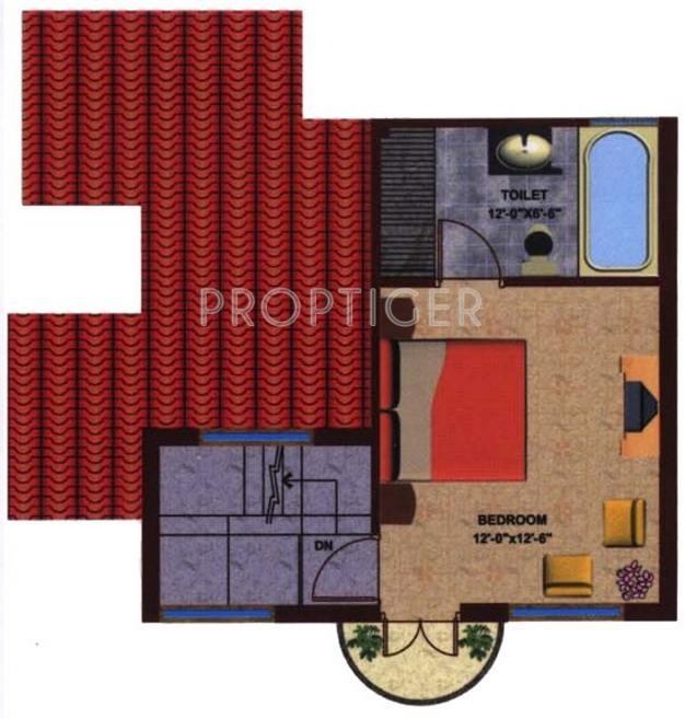 Floor Plan (1BHK+1T) Shreya Developwell Machaan Floor Plan (1BHK+1T)