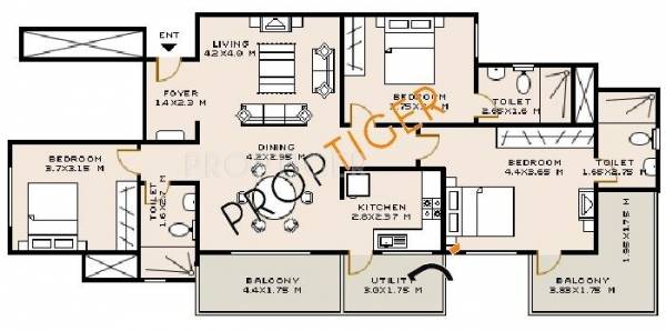 Sobha Aster (3BHK+3T (1,803 sq ft) 1802.84 sq ft)