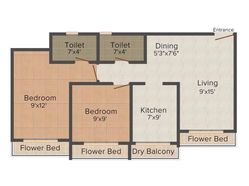 Vinay Unique Heights (2BHK+2T (529.80 sq ft) 529.8 sq ft)