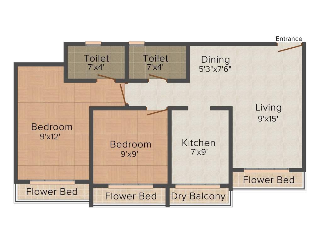 Vinay Unique Heights (2BHK+2T (529.80 sq ft) 529.8 sq ft)