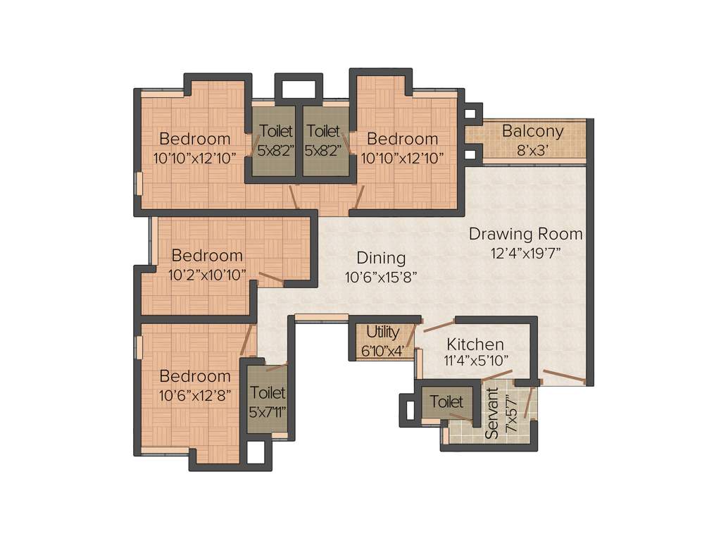 Sureka Sunrise Heights (4BHK+3T (2,136 sq ft) + Servant Room 2136 sq ft)