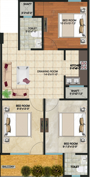Uphaar Homes 2 (3BHK+2T (950 sq ft) 950 sq ft)