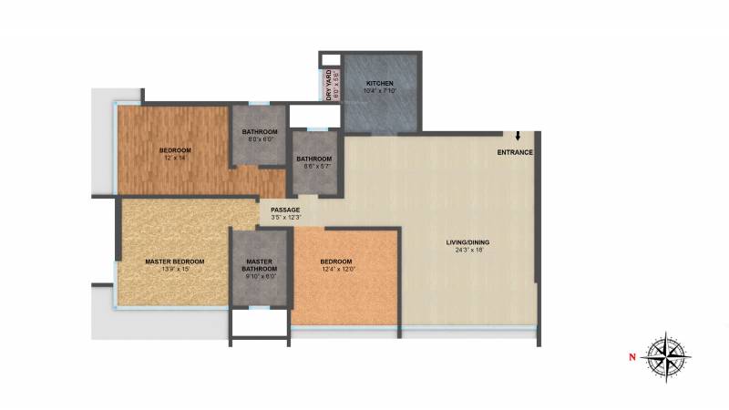 Ahuja Lamor (3BHK+3T (1,251.41 sq ft) 1251.41 sq ft)