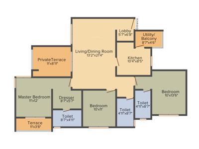 Rucha Vantage (3BHK+3T (1,289.19 sq ft) 1289.19 sq ft) Rucha Vantage (3BHK+3T (1,289.19 sq ft) 1289.19 sq ft)