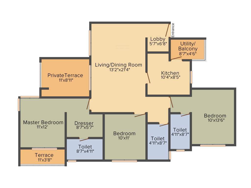 Rucha Vantage (3BHK+3T (1,289.19 sq ft) 1289.19 sq ft)