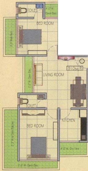 Thakkar Gokul Heights (2BHK+2T (865 sq ft) 865 sq ft)