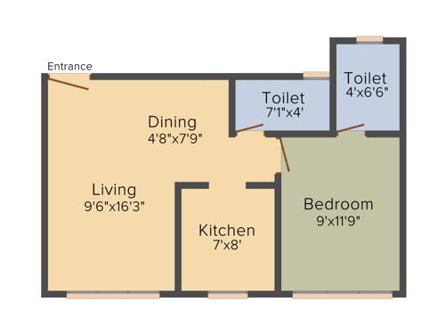 Parinee Essence (1BHK+1T (337.99 sq ft) 337.99 sq ft)