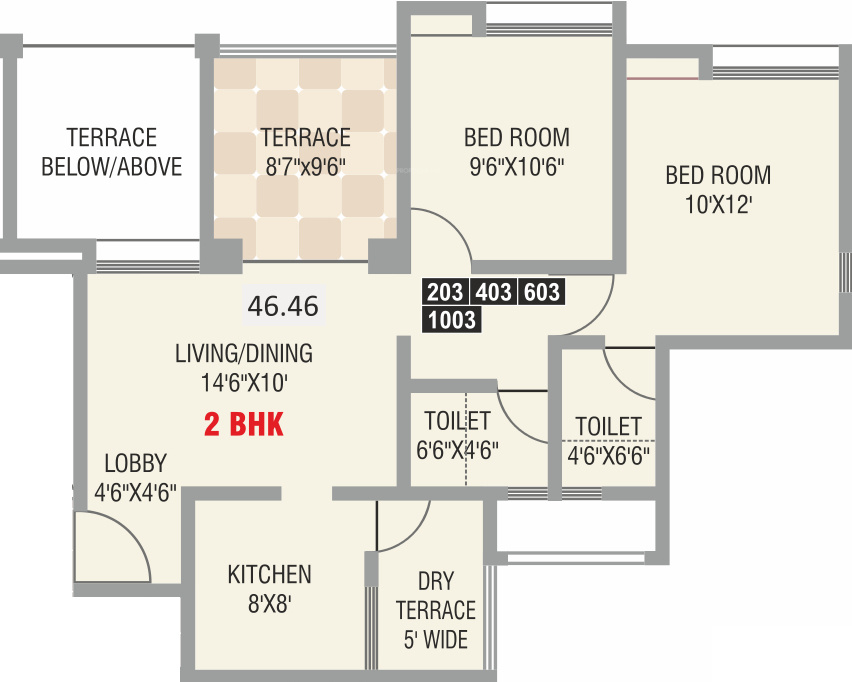 Karan Suncoast (2BHK+2T (500.09 sq ft) 500.09 sq ft)