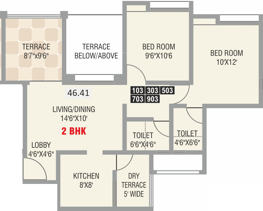 Karan Suncoast (2BHK+2T (499.55 sq ft) 499.55 sq ft)