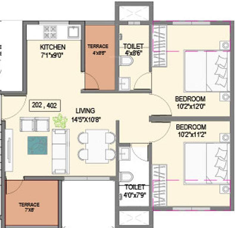 Goel Ganga Niwas A1 A2 (2BHK+2T (509.03 sq ft) 509.03 sq ft)