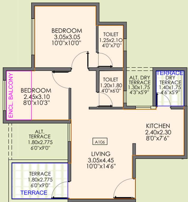 Nisarg Unicorn Nisarg Belrose A And C Building (2BHK+2T (452.08 sq ft) 452.08 sq ft)