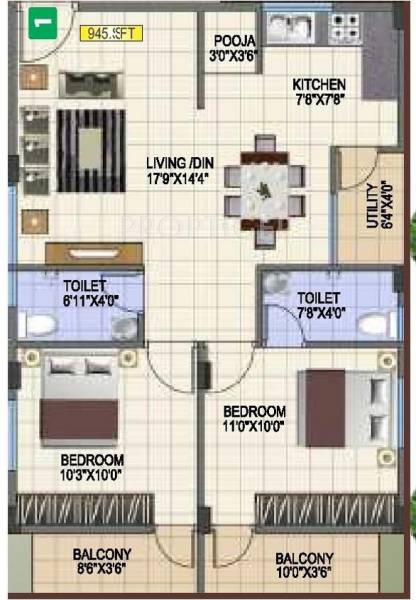 Siddartha Srinilaya (2BHK+2T (945 sq ft) Pooja Room 945 sq ft) Siddartha Srinilaya (2BHK+2T (945 sq ft) Pooja Room 945 sq ft)