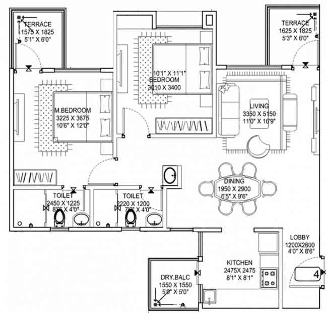 Vertical Alcinia Phase I (2BHK+2T (585.99 sq ft) 585.99 sq ft)