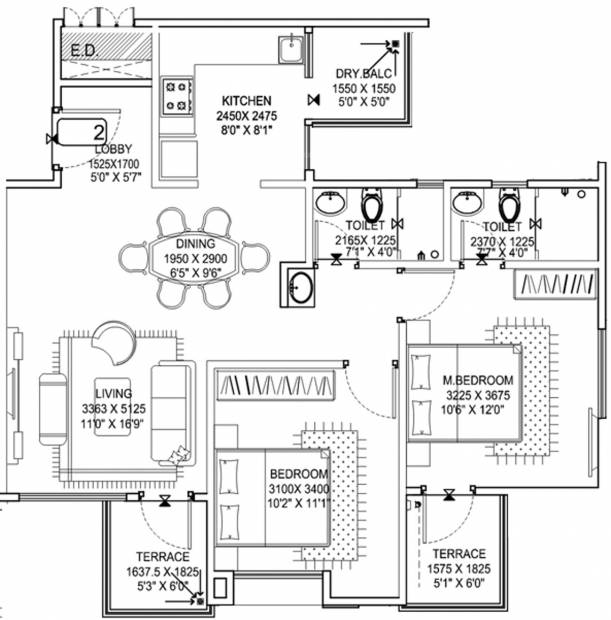 Vertical Alcinia Phase I (2BHK+2T (645.94 sq ft) 645.94 sq ft)