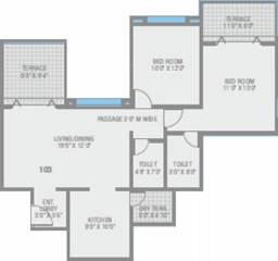 Vishal Skyscraper Phase 1 (2BHK+2T (743.03 sq ft) 743.03 sq ft)