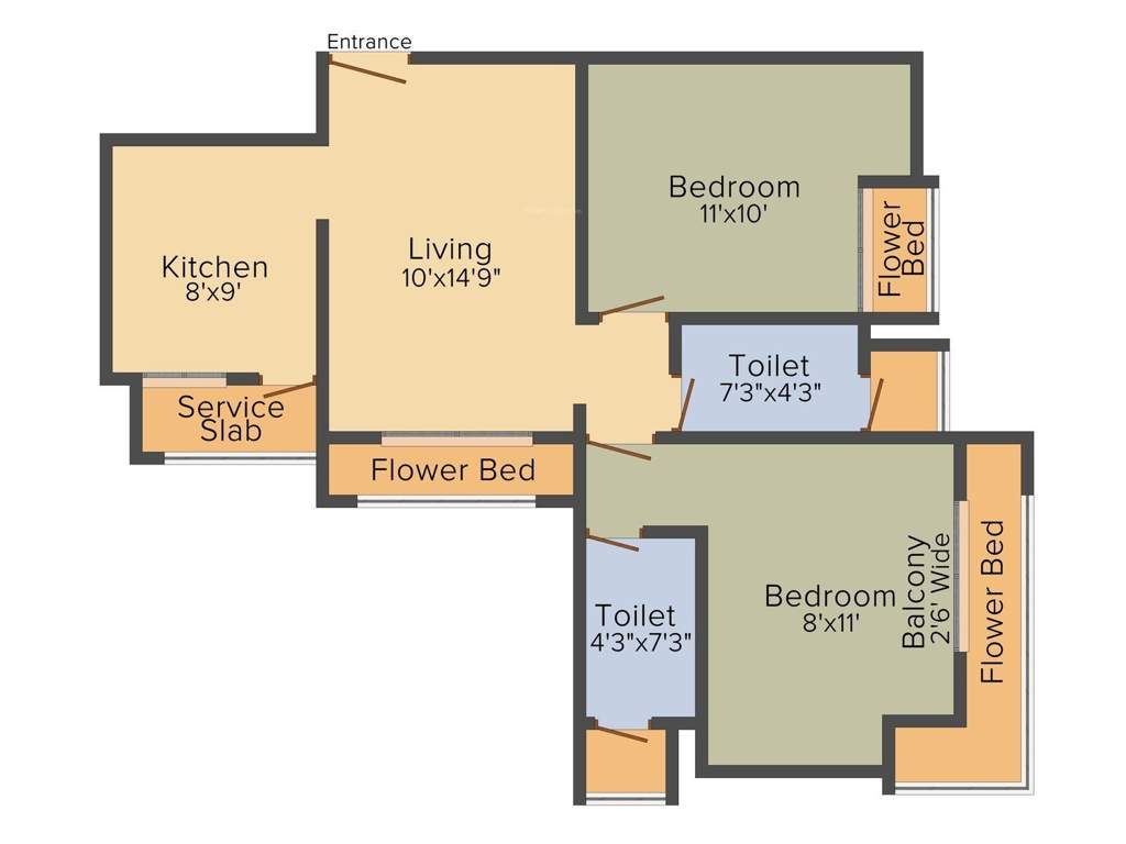 JVM Spaces Shubham 2BHK+2T (538.52 sq ft)