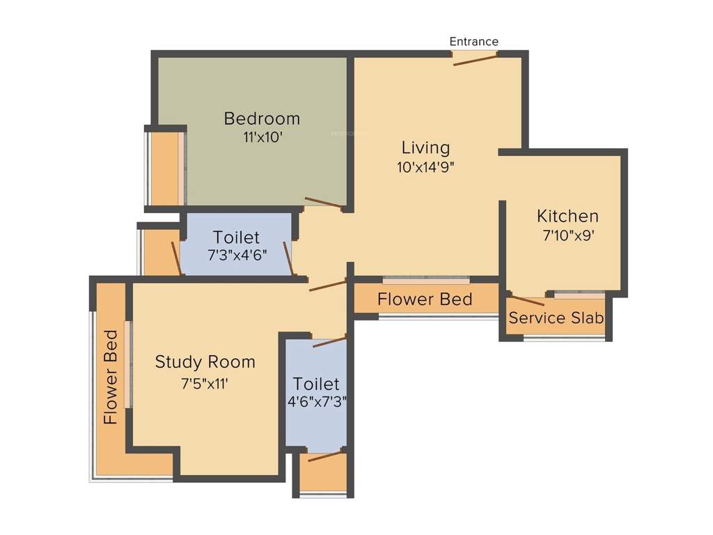 JVM Spaces Shubham 2BHK+2T (549.07 sq ft)