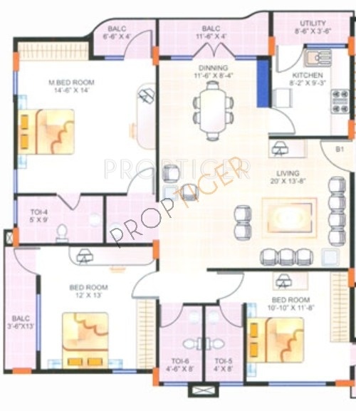 Fortuna Constructions Fortuna Meadows Floor Plan (3BHK+3T)