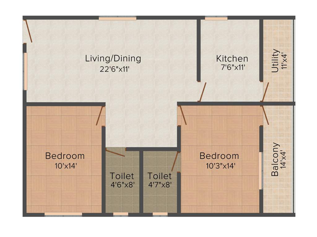 Pioneer Sun Blossom (2BHK+2T (1,145 sq ft) 1145 sq ft)