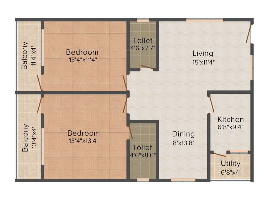 Pioneer Sun Blossom (2BHK+2T (1,230 sq ft) 1230 sq ft)