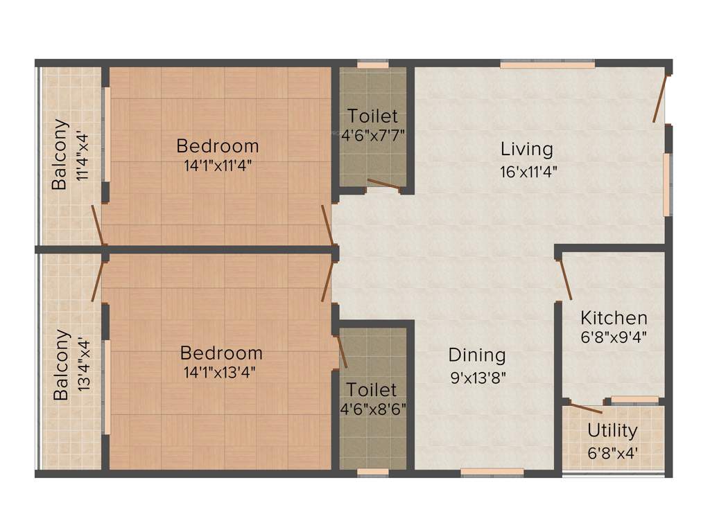 Pioneer Sun Blossom (2BHK+2T (1,285 sq ft) 1285 sq ft)