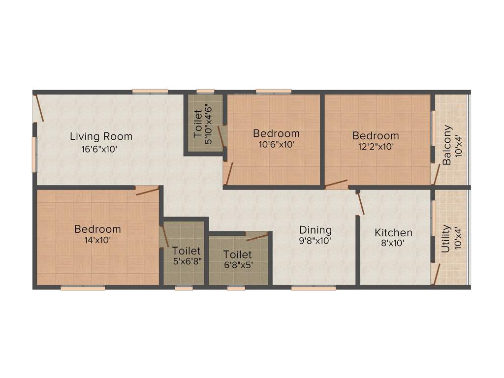 Pioneer Sun Blossom (3BHK+3T (1,300 sq ft) 1300 sq ft)
