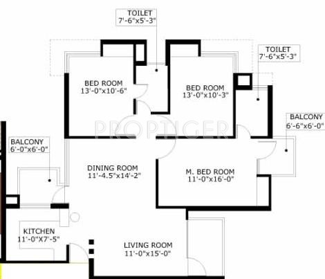 Piyush Heights (3BHK+2T (1,446 sq ft) 1446 sq ft)