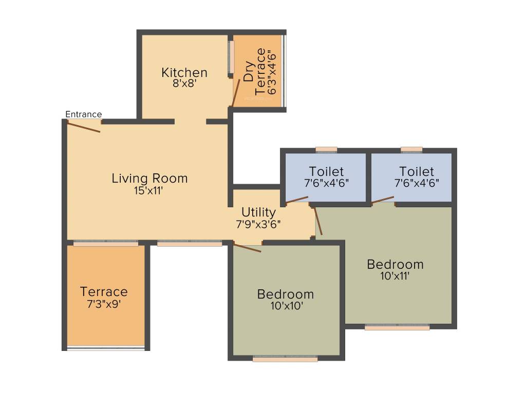 Aurum Vrundavan (2BHK+2T (483.51 sq ft) 483.51 sq ft)