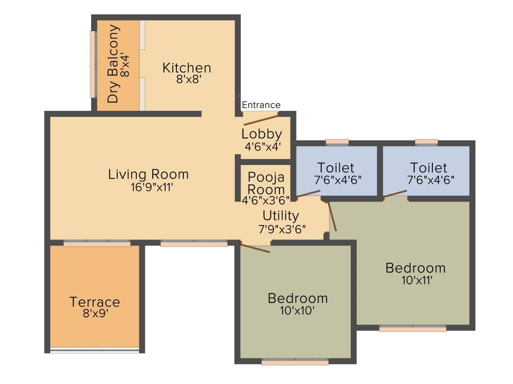 Aurum Vrundavan (2BHK+2T (559.40 sq ft) 559.4 sq ft)