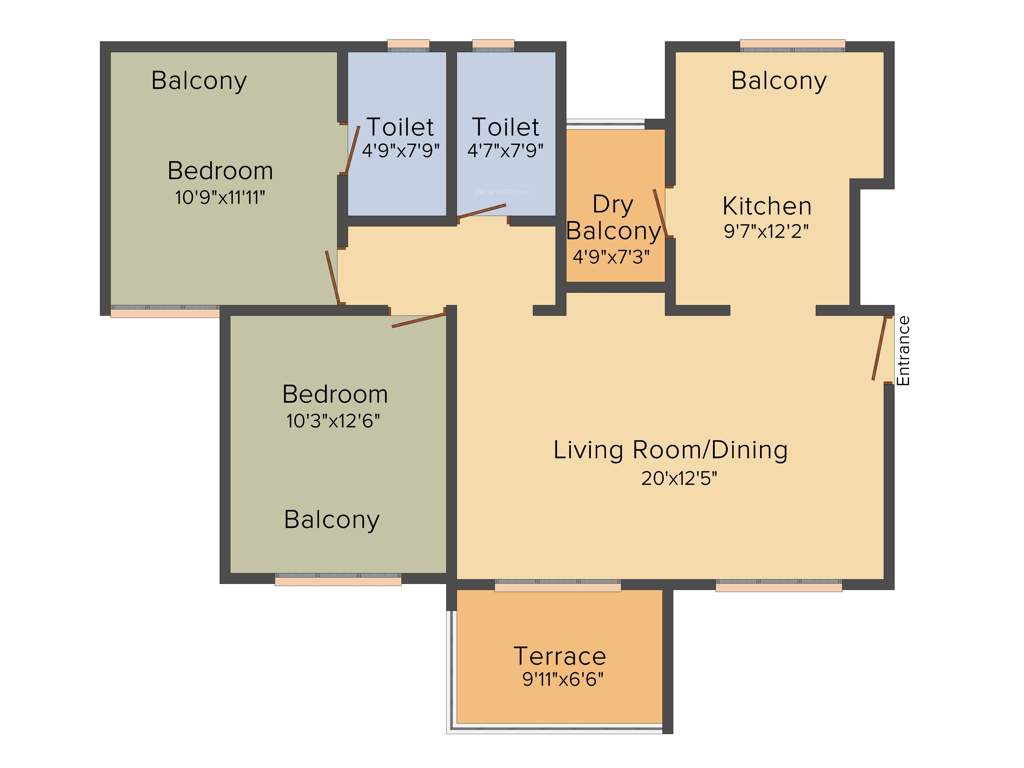 Bhandari Vaastu Viva ABCD (2BHK+2T (662.09 sq ft) 662.09 sq ft)