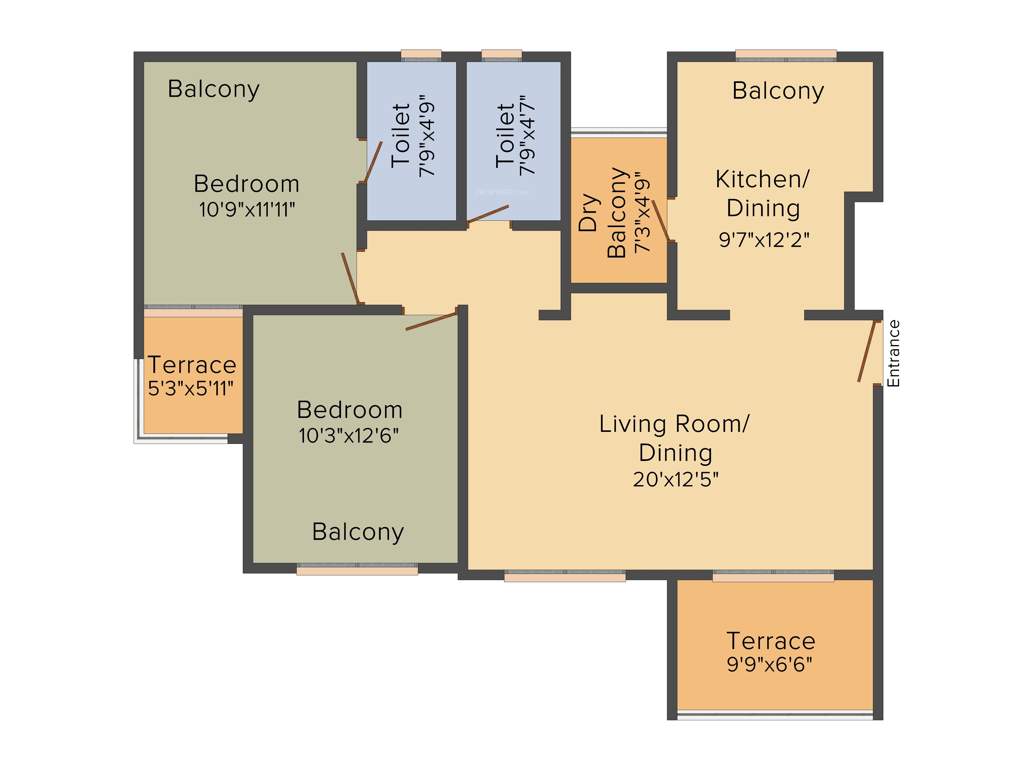Bhandari Vaastu Viva ABCD (2BHK+2T (667.47 sq ft) 667.47 sq ft)