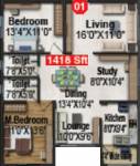 Pavani Divine (2BHK+2T (1,418 sq ft) + Study Room 1418 sq ft) Pavani Divine (2BHK+2T (1,418 sq ft) + Study Room 1418 sq ft)