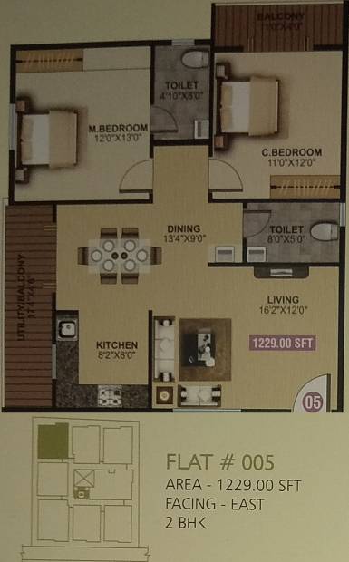 SJR Residency (2BHK+2T (1,229 sq ft) 1229 sq ft)