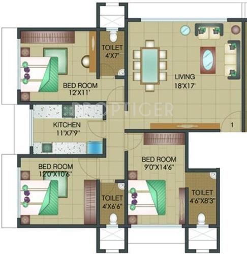 Shamiks Rupani Baugh (3BHK+3T (1,200 sq ft) 1200 sq ft)