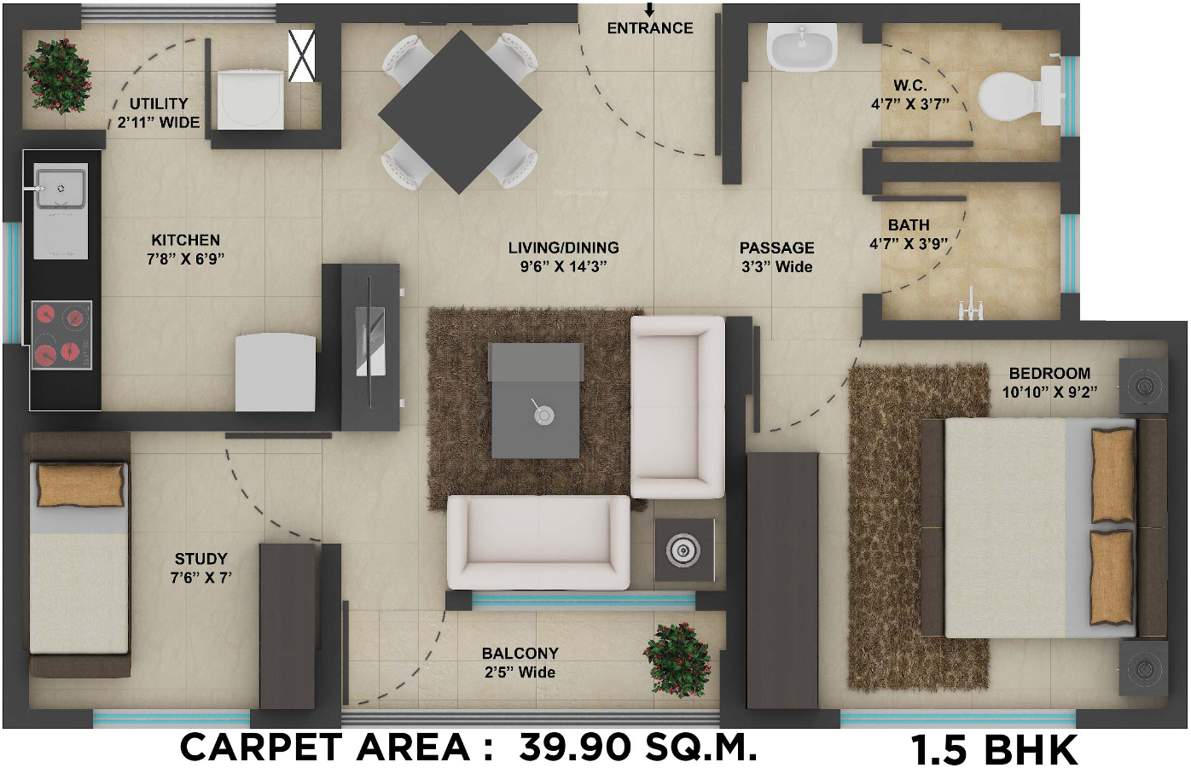 TATA New Haven Compact Boisar II Phase I (1BHK+1T (429.59 sq ft) + Study Room 429.59 sq ft)