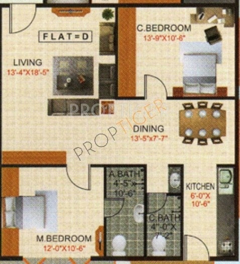 AR Coral Waters (2BHK+2T (1,258 sq ft) 1258 sq ft)