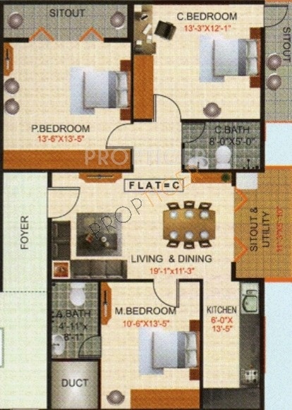 AR Coral Waters (3BHK+3T (1,560 sq ft) 1560 sq ft)