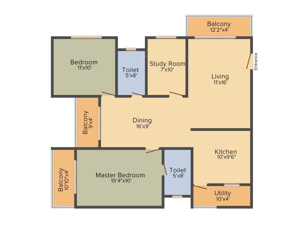 Disha Central Park (2BHK+2T (1,373 sq ft) + Study Room 1373 sq ft)