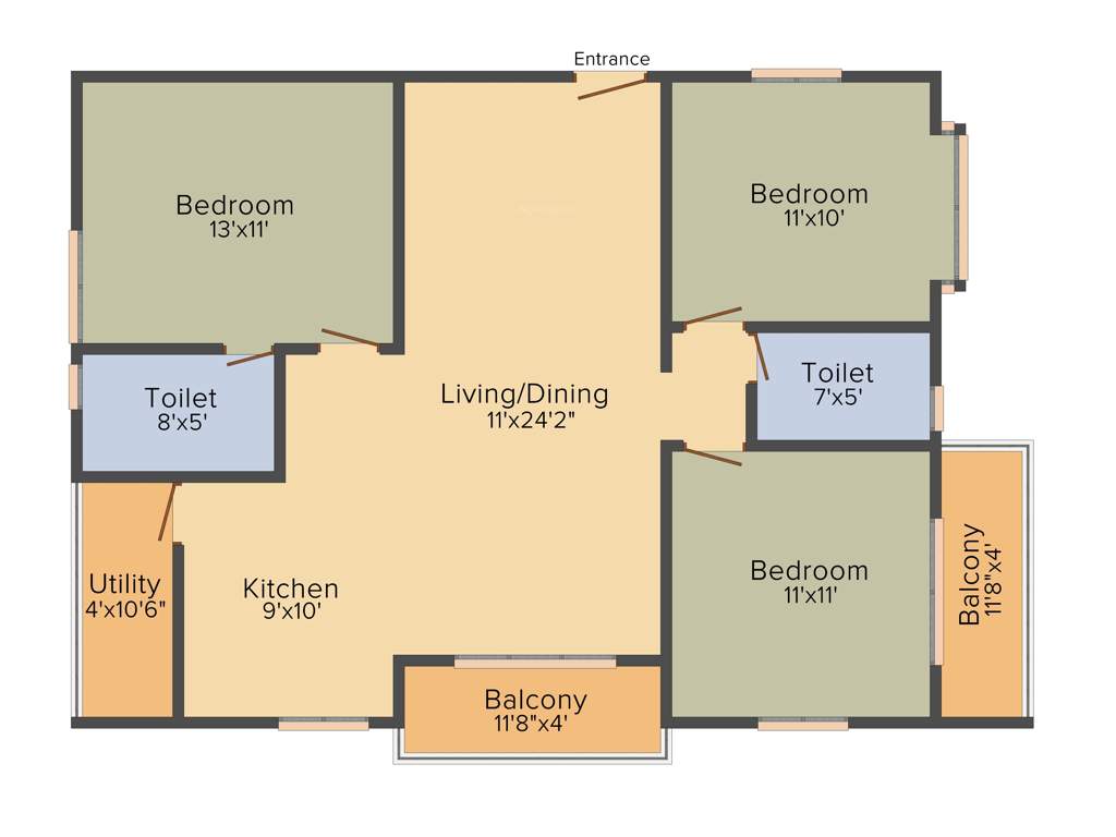 Disha Central Park (3BHK+2T (1,359 sq ft) 1359 sq ft)