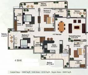 Maya Green Lotus Saksham (4BHK+4T (2,809 sq ft) 2809 sq ft)